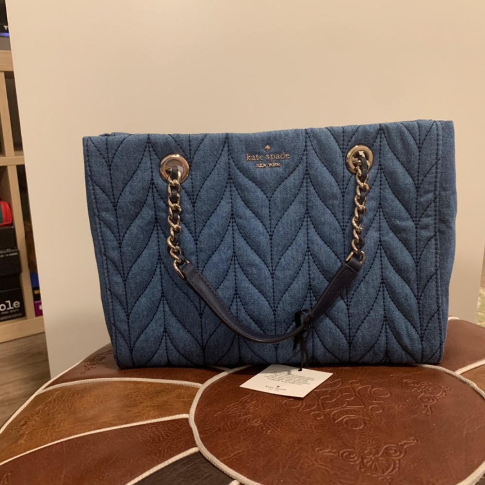 NWT Kate Spade New York Briar Lane Quilted Denim Meena Satchel Bag